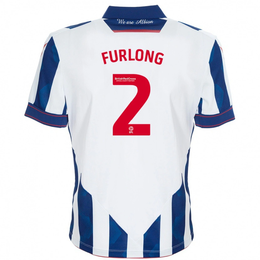 Danxen Hombre Camiseta Darnell Furlong #2 Blanco Azul Oscuro 1ª Equipación 2024/25 La Camisa