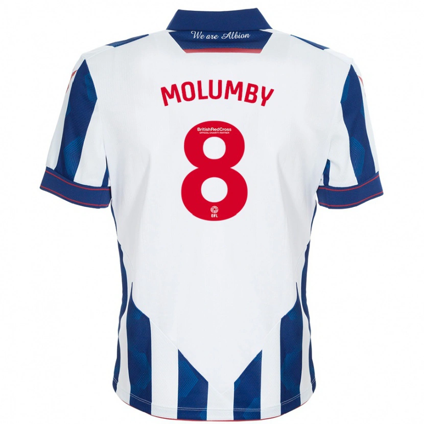 Danxen Hombre Camiseta Jayson Molumby #8 Blanco Azul Oscuro 1ª Equipación 2024/25 La Camisa