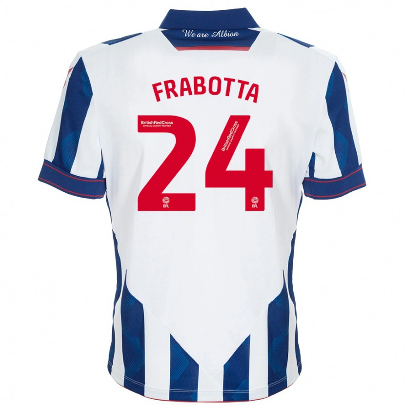 Danxen Hombre Camiseta Gianluca Frabotta #24 Blanco Azul Oscuro 1ª Equipación 2024/25 La Camisa