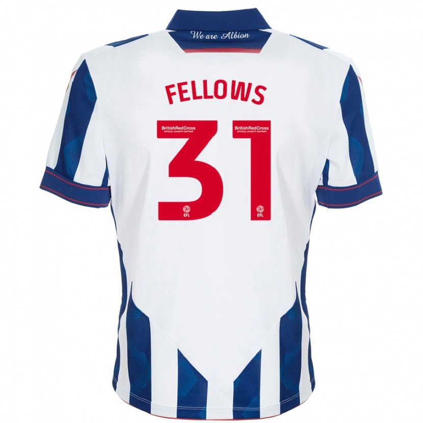 Danxen Hombre Camiseta Tom Fellows #31 Blanco Azul Oscuro 1ª Equipación 2024/25 La Camisa