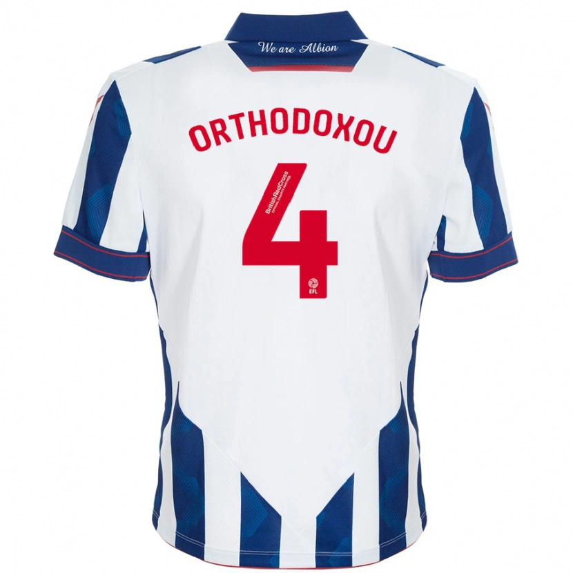 Danxen Hombre Camiseta Francesca Orthodoxou #4 Blanco Azul Oscuro 1ª Equipación 2024/25 La Camisa