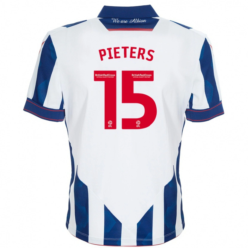 Danxen Hombre Camiseta Erik Pieters #15 Blanco Azul Oscuro 1ª Equipación 2024/25 La Camisa