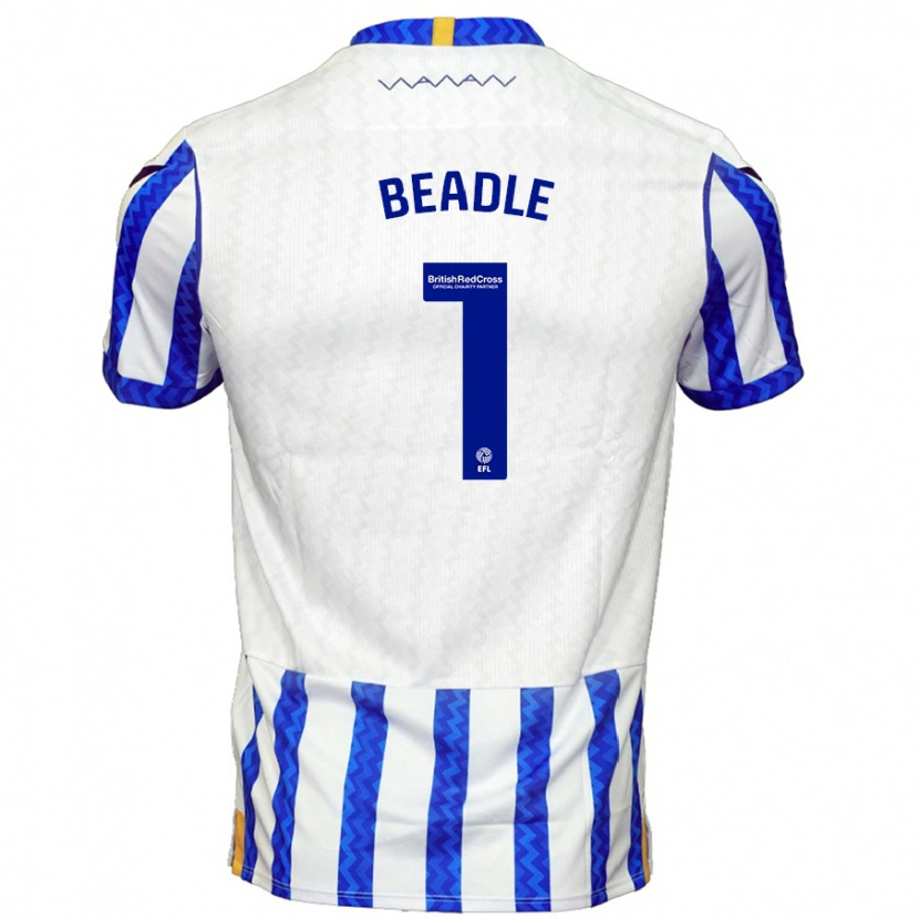 Danxen Hombre Camiseta James Beadle #1 Azul Blanco 1ª Equipación 2024/25 La Camisa