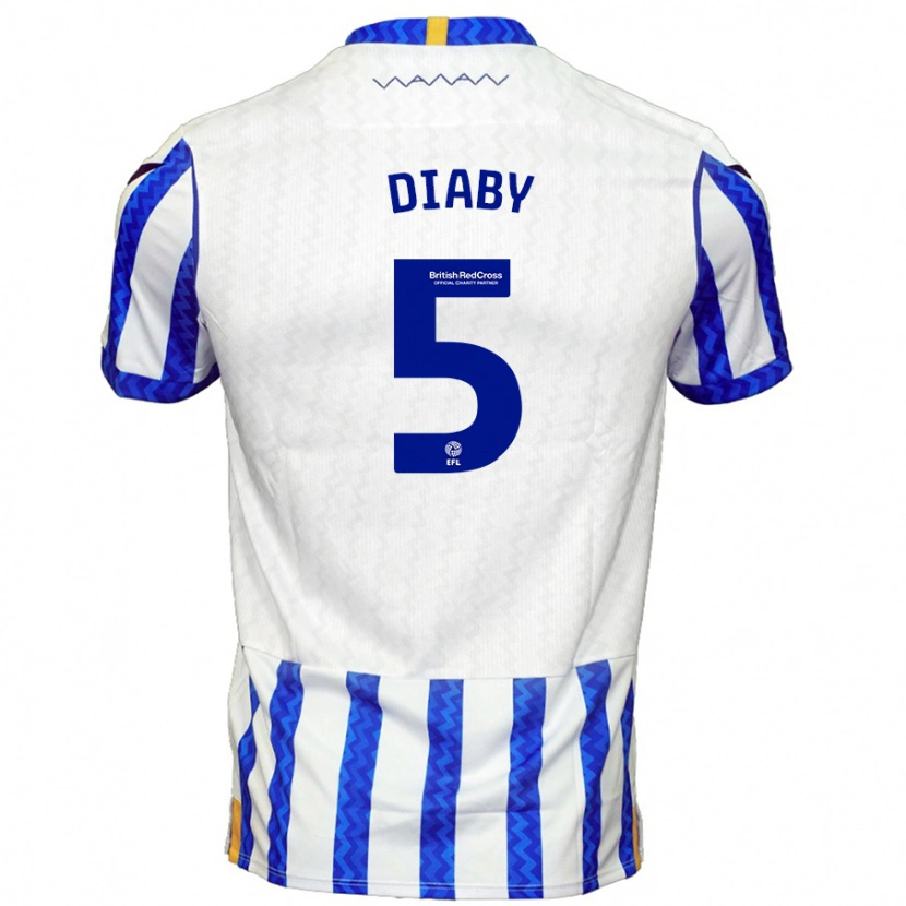 Danxen Hombre Camiseta Bambo Diaby #5 Azul Blanco 1ª Equipación 2024/25 La Camisa