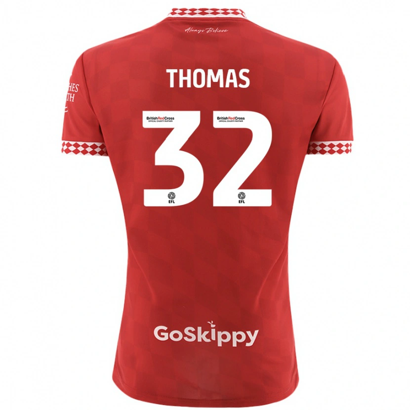 Danxen Hombre Camiseta Lewis Thomas #32 Rojo 1ª Equipación 2024/25 La Camisa