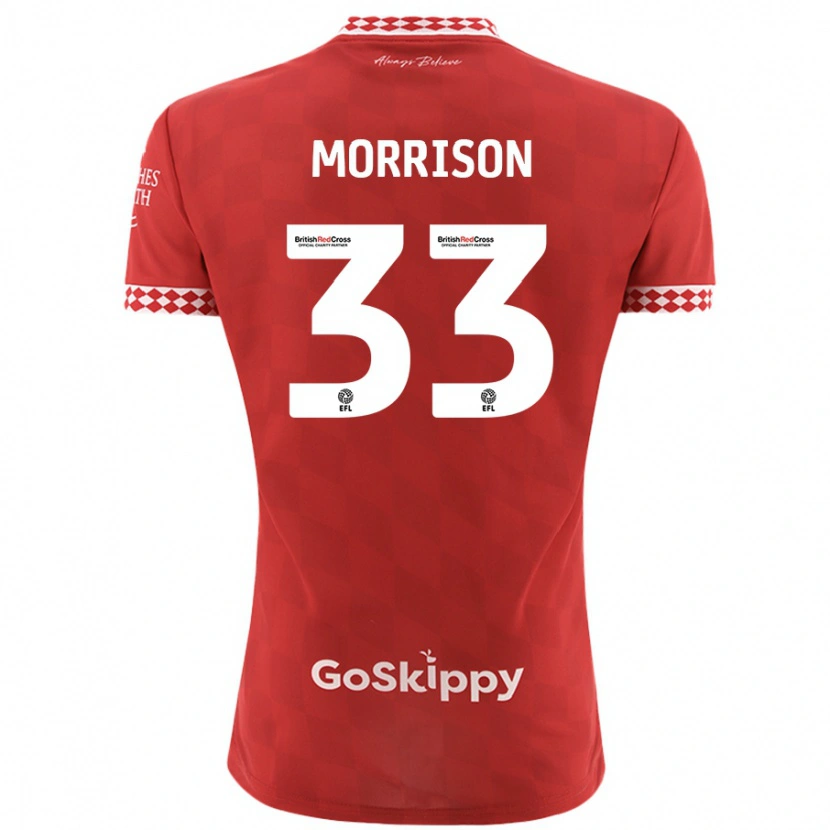 Danxen Hombre Camiseta Elijah Morrison #33 Rojo 1ª Equipación 2024/25 La Camisa