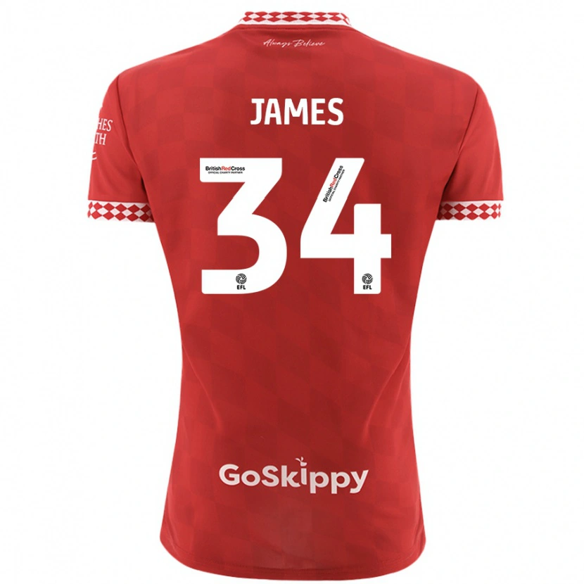 Danxen Hombre Camiseta Joseph James #34 Rojo 1ª Equipación 2024/25 La Camisa