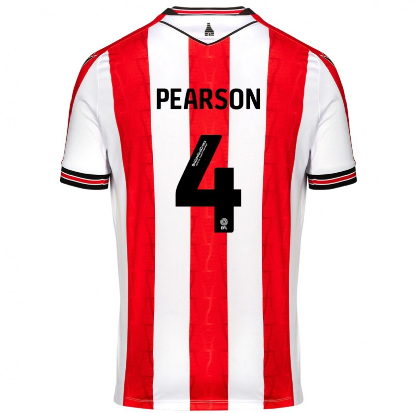 Danxen Hombre Camiseta Ben Pearson #4 Rojo Blanco 1ª Equipación 2024/25 La Camisa