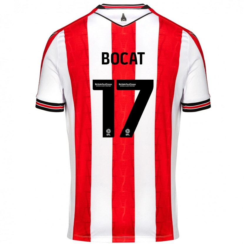 Danxen Hombre Camiseta Eric-Junior Bocat #17 Rojo Blanco 1ª Equipación 2024/25 La Camisa