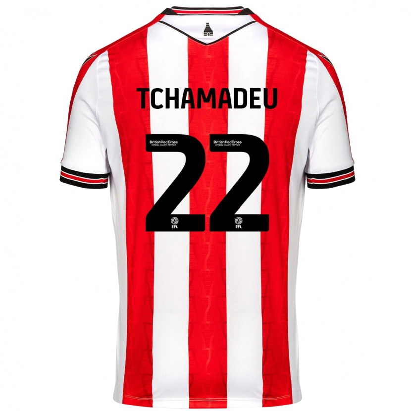 Danxen Hombre Camiseta Junior Tchamadeu #22 Rojo Blanco 1ª Equipación 2024/25 La Camisa