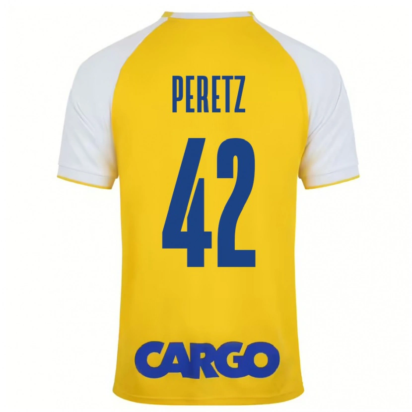 Danxen Hombre Camiseta Dor Peretz #42 Amarillo Blanco 1ª Equipación 2024/25 La Camisa