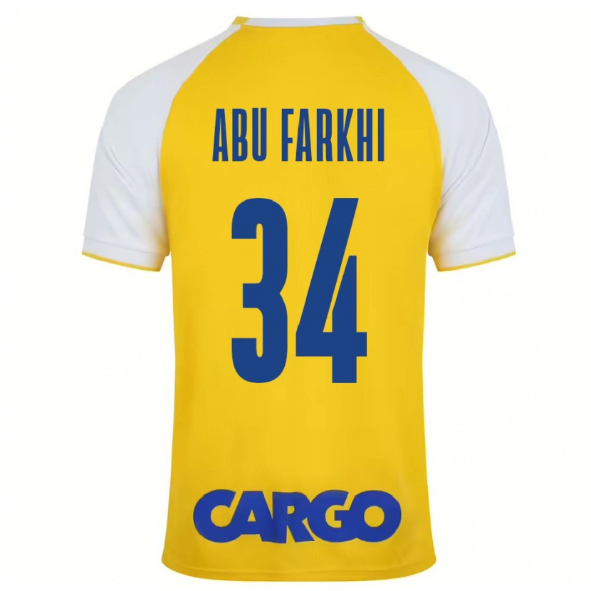 Danxen Hombre Camiseta Sayed Abu Farkhi #34 Amarillo Blanco 1ª Equipación 2024/25 La Camisa