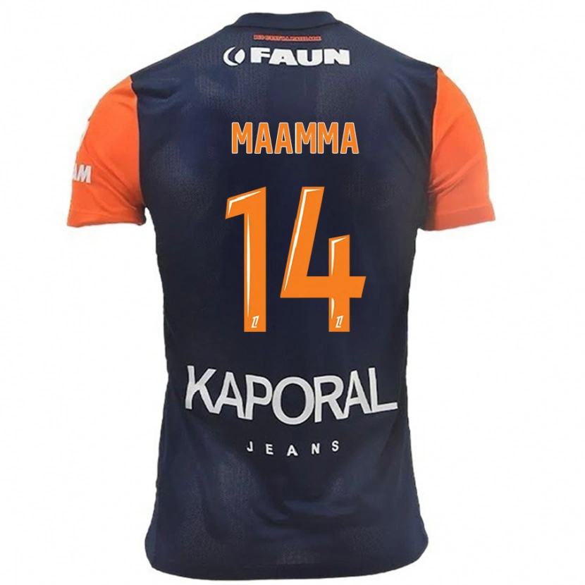 Danxen Hombre Camiseta Othmane Maamma #14 Azul Marino Naranja 1ª Equipación 2024/25 La Camisa