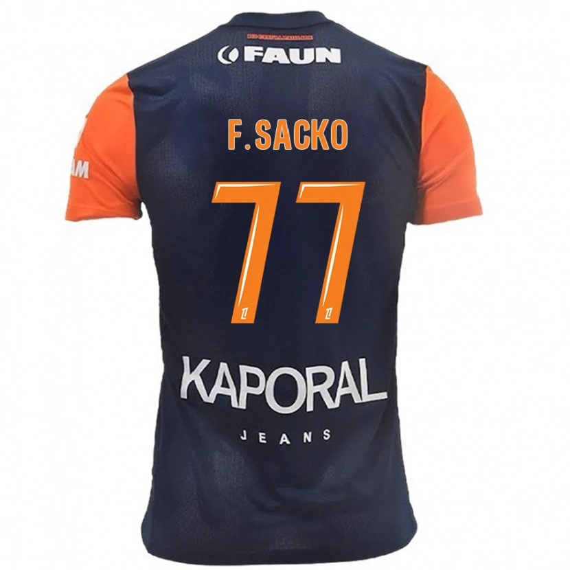 Danxen Hombre Camiseta Falaye Sacko #77 Azul Marino Naranja 1ª Equipación 2024/25 La Camisa