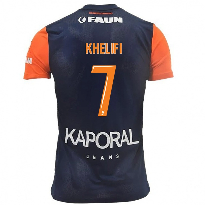 Danxen Hombre Camiseta Léa Khelifi #7 Azul Marino Naranja 1ª Equipación 2024/25 La Camisa