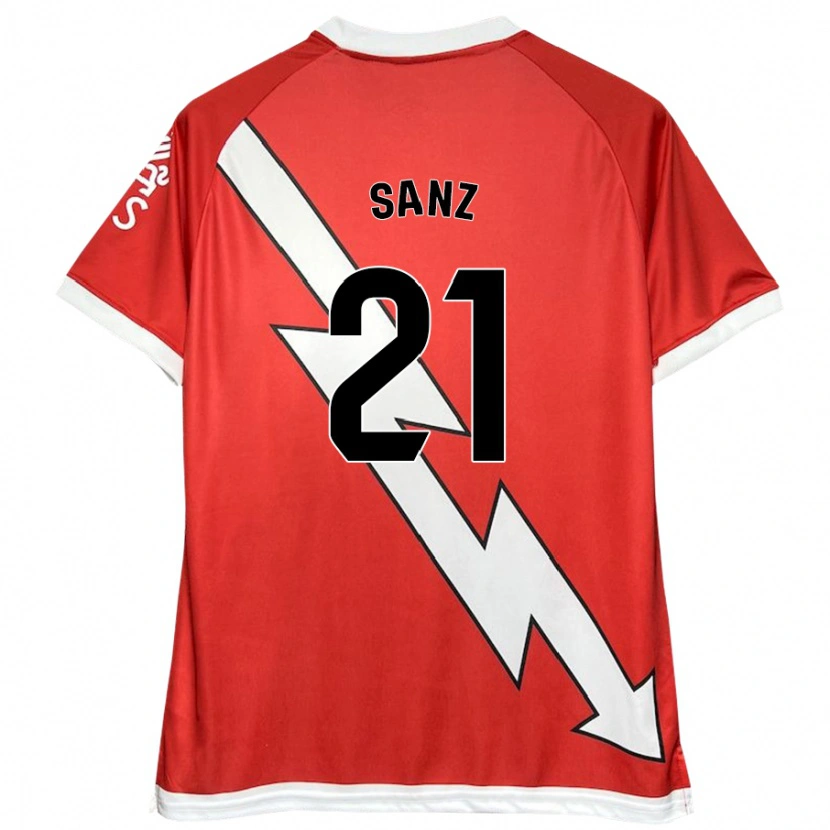 Danxen Hombre Camiseta Luismi Sanz #21 Blanco Rojo 1ª Equipación 2024/25 La Camisa