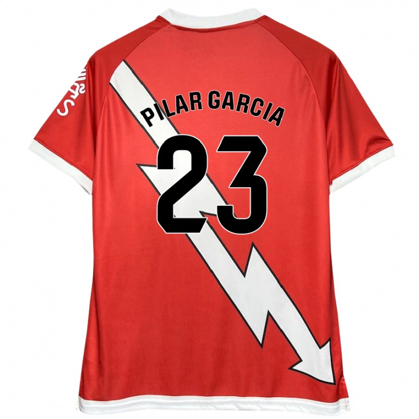 Danxen Hombre Camiseta María Pilar García Villalba #23 Blanco Rojo 1ª Equipación 2024/25 La Camisa