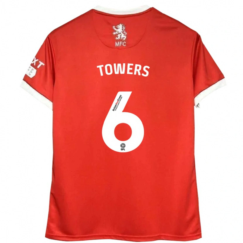 Danxen Hombre Camiseta Abby Towers #6 Rojo Blanco 1ª Equipación 2024/25 La Camisa