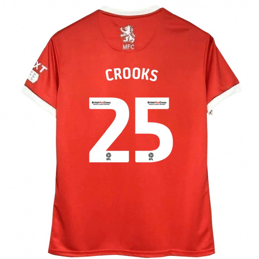 Danxen Hombre Camiseta Matt Crooks #25 Rojo Blanco 1ª Equipación 2024/25 La Camisa