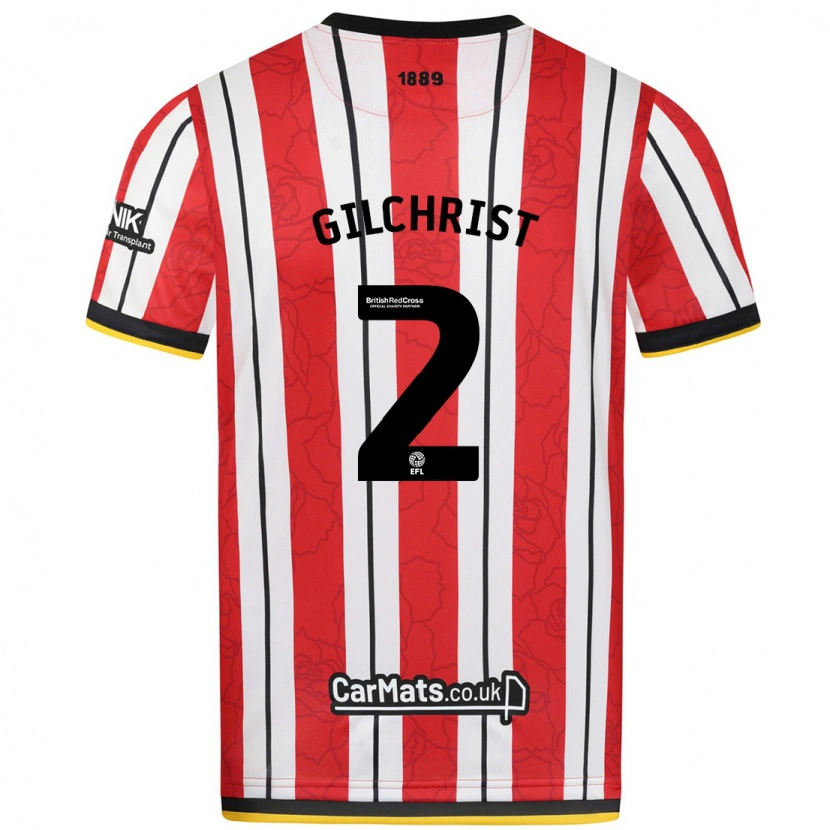 Danxen Hombre Camiseta Alfie Gilchrist #2 Rojo Blanco Rayas 1ª Equipación 2024/25 La Camisa