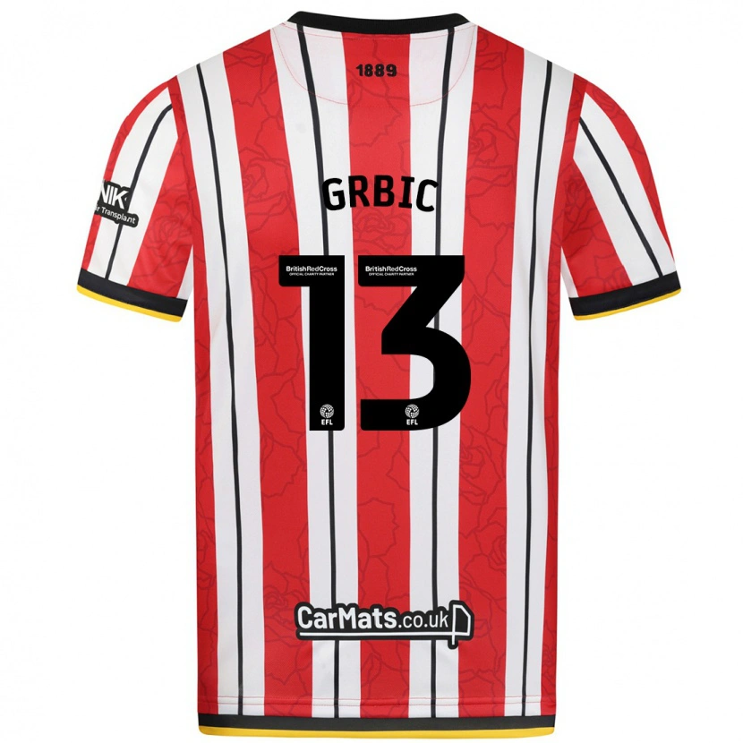 Danxen Hombre Camiseta Ivo Grbic #13 Rojo Blanco Rayas 1ª Equipación 2024/25 La Camisa