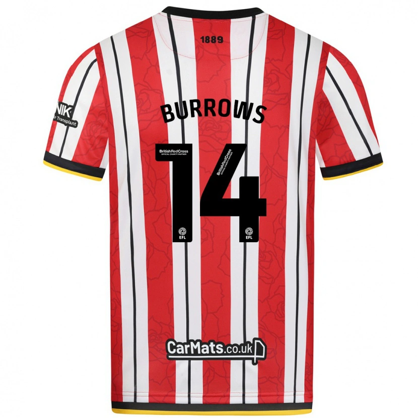 Danxen Hombre Camiseta Harrison Burrows #14 Rojo Blanco Rayas 1ª Equipación 2024/25 La Camisa