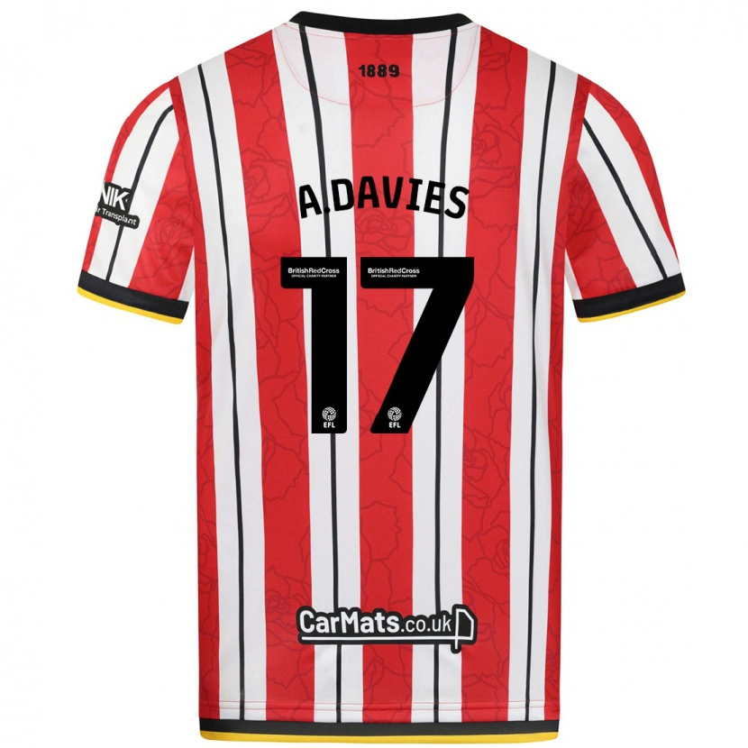 Danxen Hombre Camiseta Adam Davies #17 Rojo Blanco Rayas 1ª Equipación 2024/25 La Camisa