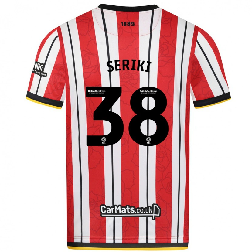 Danxen Hombre Camiseta Femi Seriki #38 Rojo Blanco Rayas 1ª Equipación 2024/25 La Camisa