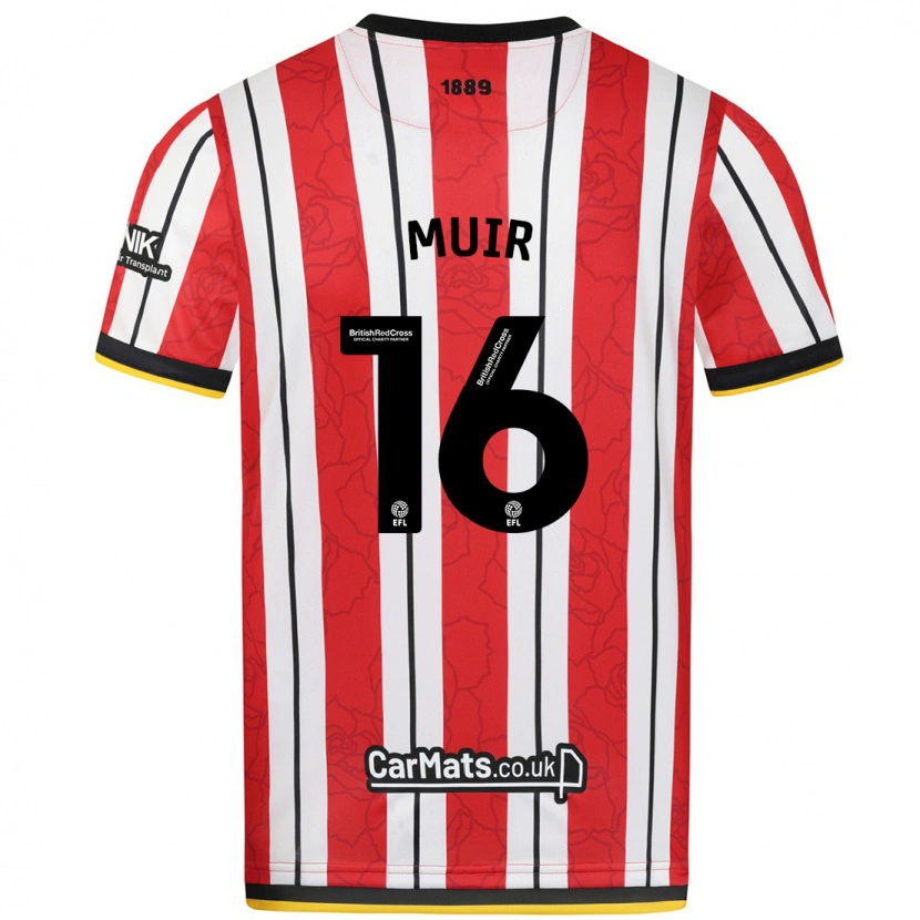 Danxen Hombre Camiseta Chene Muir #16 Rojo Blanco Rayas 1ª Equipación 2024/25 La Camisa