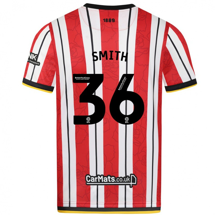 Danxen Hombre Camiseta Joshua Smith #36 Rojo Blanco Rayas 1ª Equipación 2024/25 La Camisa