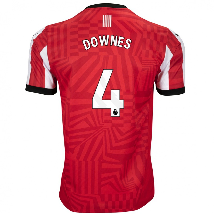 Danxen Hombre Camiseta Flynn Downes #4 Rojo Blanco 1ª Equipación 2024/25 La Camisa