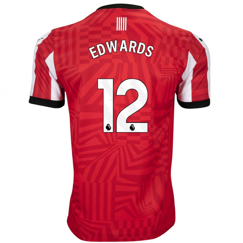 Danxen Hombre Camiseta Ronnie Edwards #12 Rojo Blanco 1ª Equipación 2024/25 La Camisa