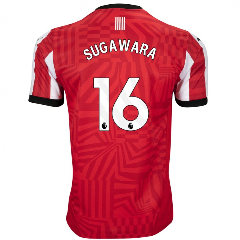 Danxen Hombre Camiseta Yukinari Sugawara #16 Rojo Blanco 1ª Equipación 2024/25 La Camisa