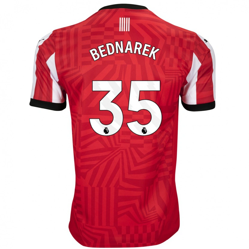 Danxen Hombre Camiseta Jan Bednarek #35 Rojo Blanco 1ª Equipación 2024/25 La Camisa