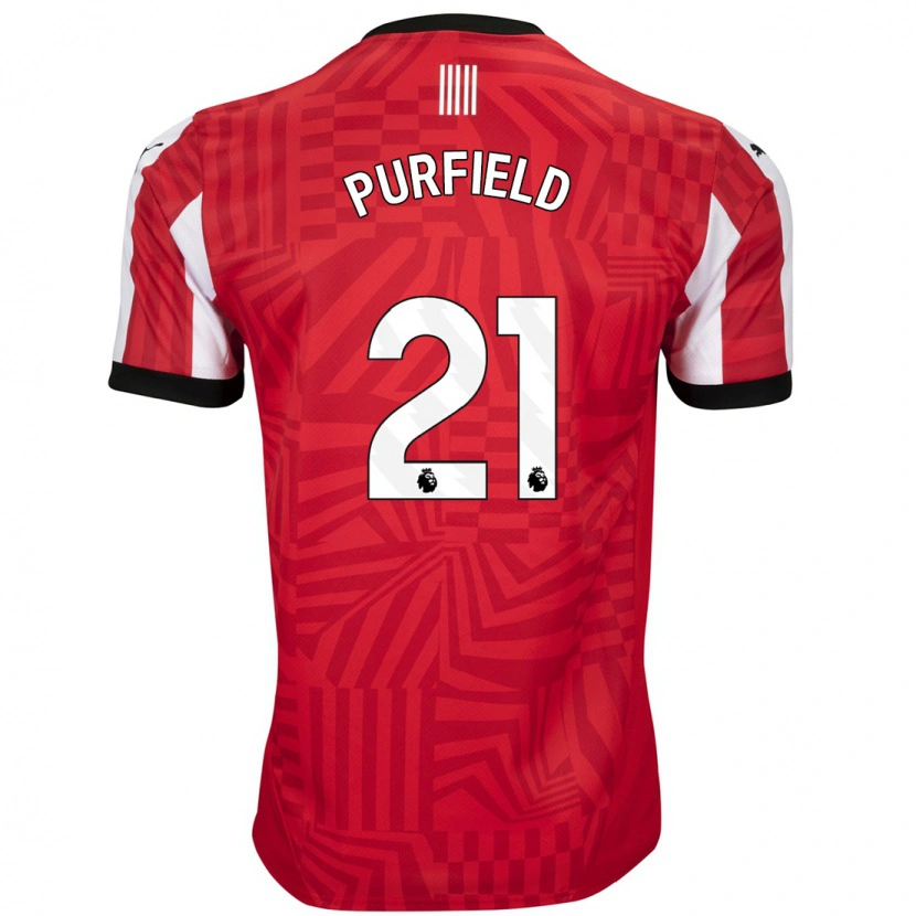 Danxen Hombre Camiseta Jemma Purfield #21 Rojo Blanco 1ª Equipación 2024/25 La Camisa