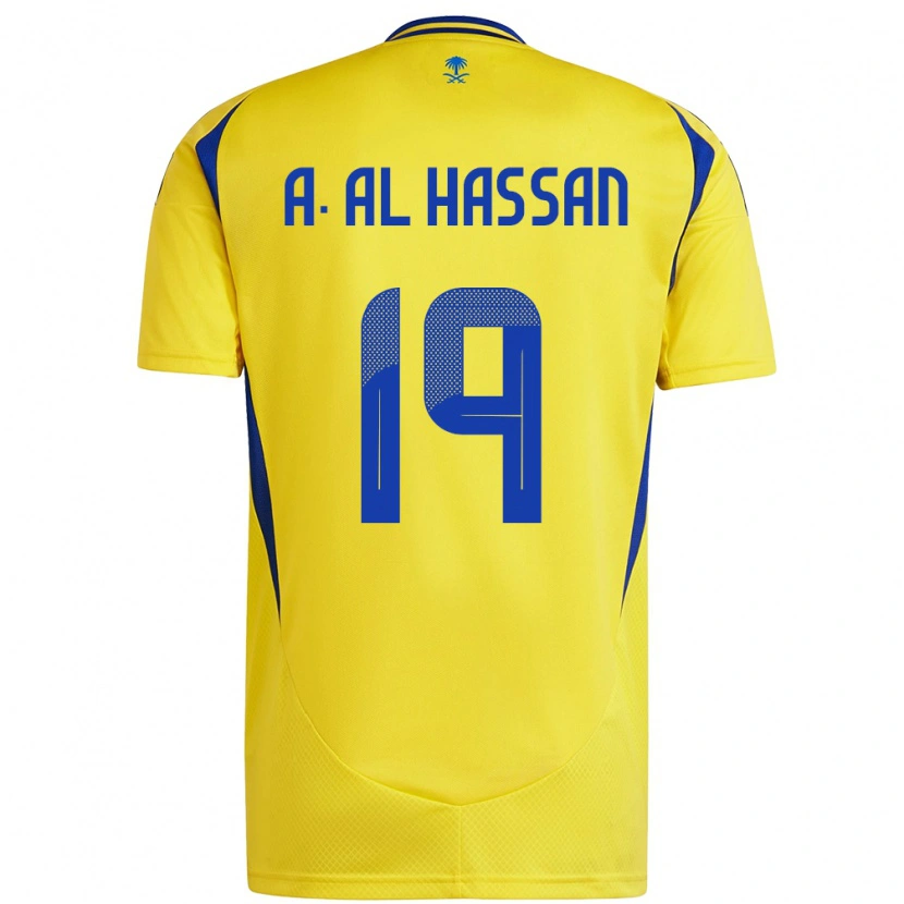 Danxen Hombre Camiseta Ali Al-Hassan #19 Amarillo Azul 1ª Equipación 2024/25 La Camisa