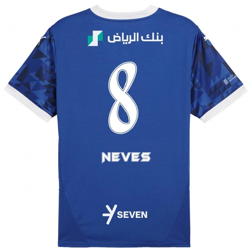 Danxen Hombre Camiseta Rúben Neves #8 Azul Oscuro Blanco 1ª Equipación 2024/25 La Camisa