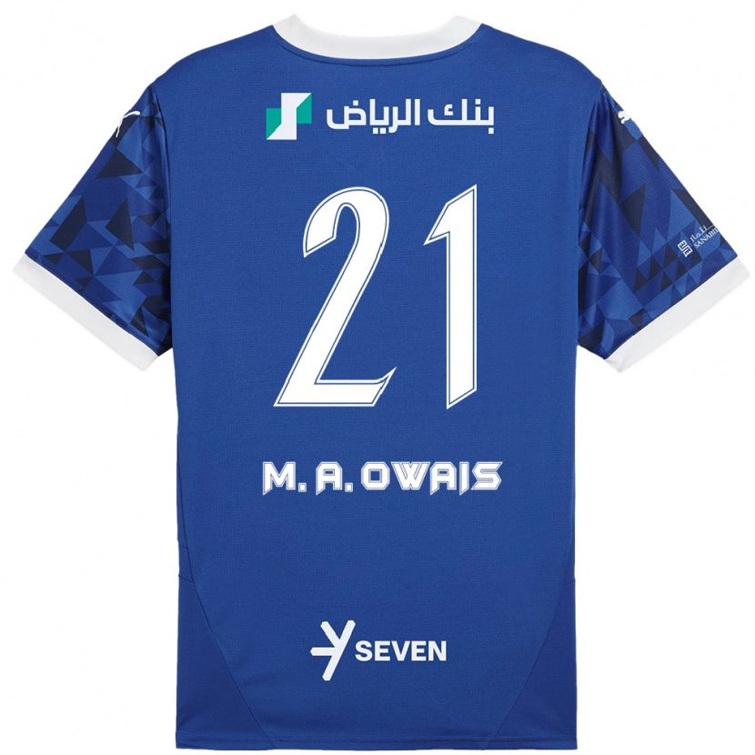 Danxen Hombre Camiseta Mohammed Al-Owais #21 Azul Oscuro Blanco 1ª Equipación 2024/25 La Camisa