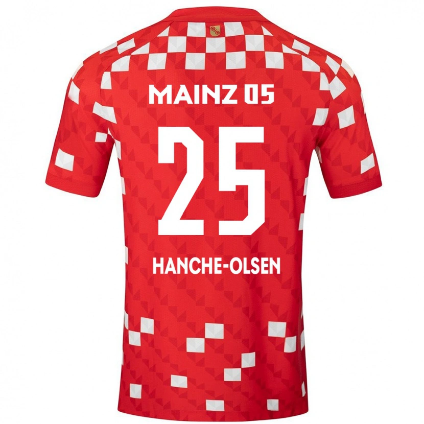 Danxen Hombre Camiseta Andreas Hanche-Olsen #25 Blanco Rojo 1ª Equipación 2024/25 La Camisa