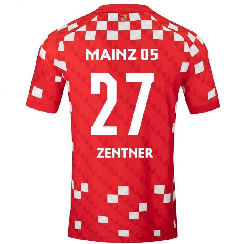 Danxen Hombre Camiseta Robin Zentner #27 Blanco Rojo 1ª Equipación 2024/25 La Camisa