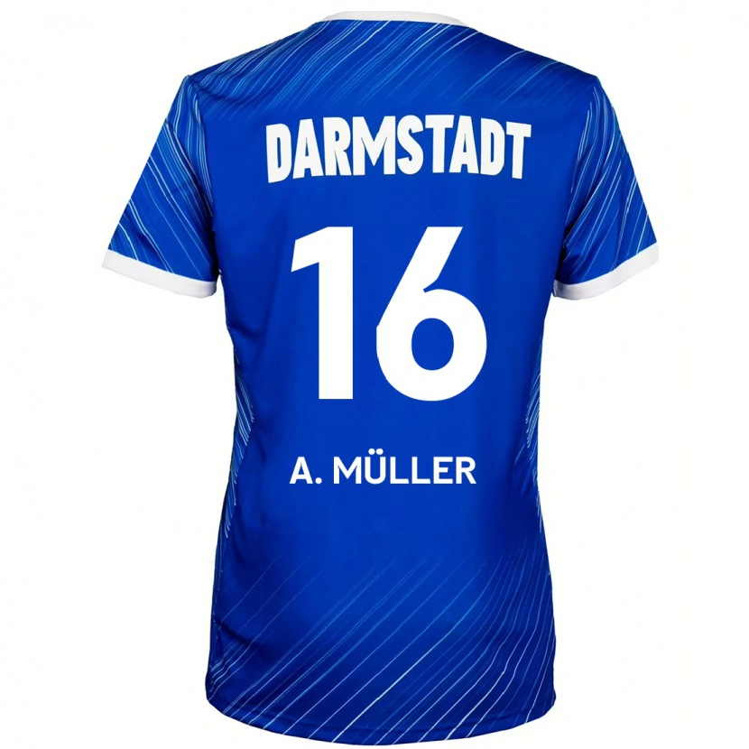 Danxen Hombre Camiseta Andreas Müller #16 Azul Blanco 1ª Equipación 2024/25 La Camisa