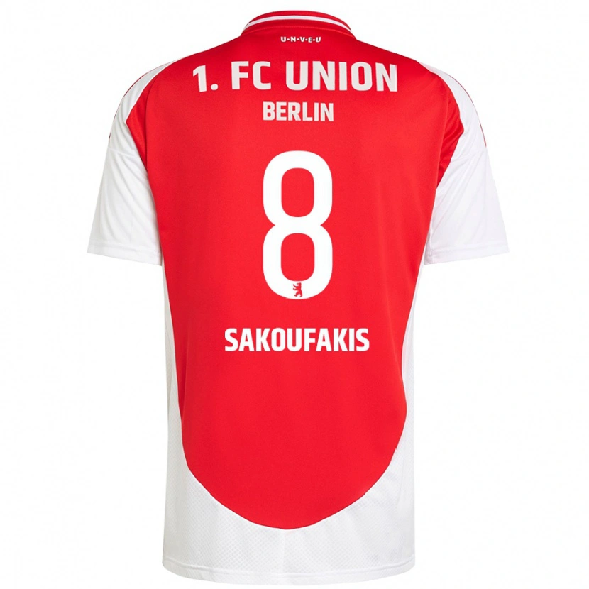 Danxen Hombre Camiseta Theodor Sakoufakis #8 Rojo Blanco 1ª Equipación 2024/25 La Camisa