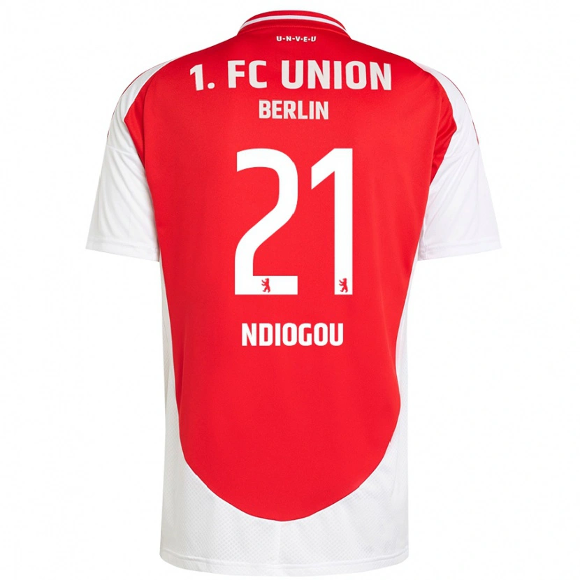 Danxen Hombre Camiseta Pape-Omar Ndiogou #21 Rojo Blanco 1ª Equipación 2024/25 La Camisa