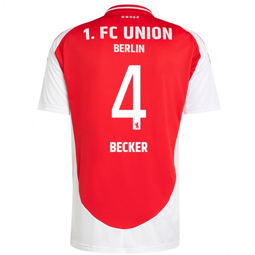 Danxen Hombre Camiseta Marie Becker #4 Rojo Blanco 1ª Equipación 2024/25 La Camisa