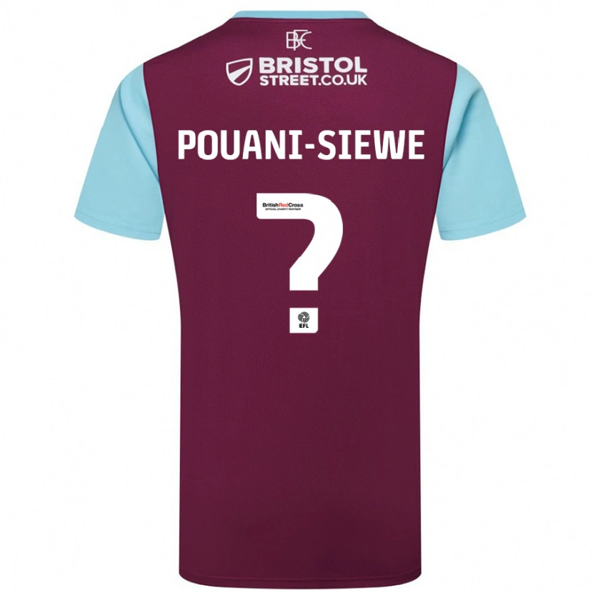 Danxen Hombre Camiseta Brandon Pouani-Siewe #0 Borgoña Azul Cielo 1ª Equipación 2024/25 La Camisa