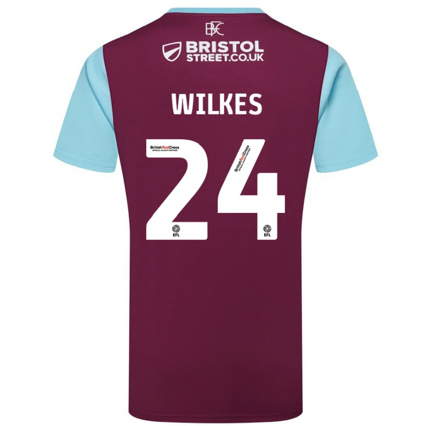 Danxen Hombre Camiseta Tilly Wilkes #24 Borgoña Azul Cielo 1ª Equipación 2024/25 La Camisa