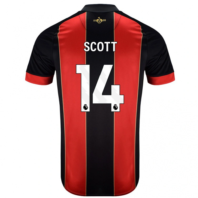 Danxen Hombre Camiseta Alex Scott #14 Rojo Negro 1ª Equipación 2024/25 La Camisa