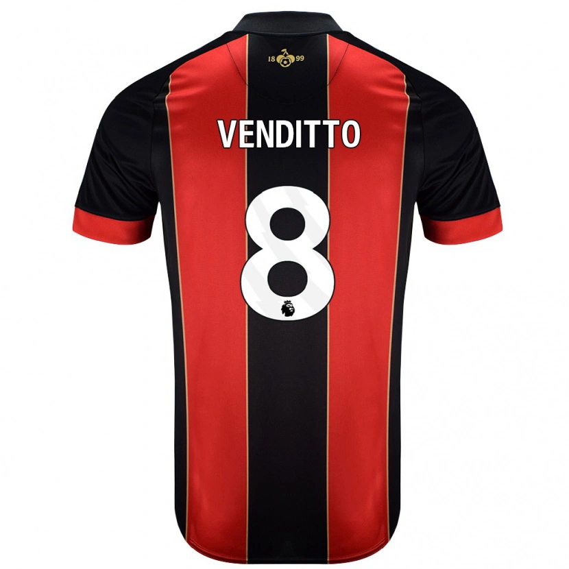 Danxen Hombre Camiseta Olivia Venditto #8 Rojo Negro 1ª Equipación 2024/25 La Camisa