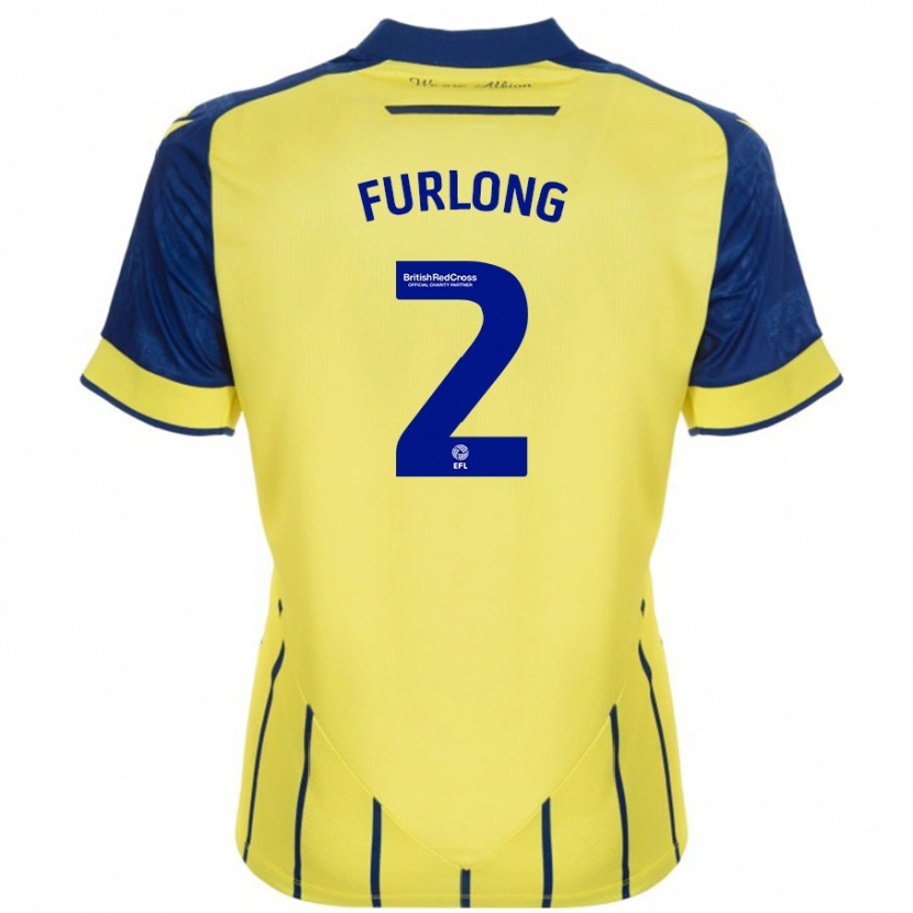 Danxen Hombre Camiseta Darnell Furlong #2 Amarillo Azul 2ª Equipación 2024/25 La Camisa