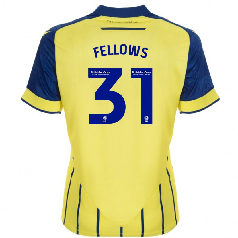 Danxen Hombre Camiseta Tom Fellows #31 Amarillo Azul 2ª Equipación 2024/25 La Camisa